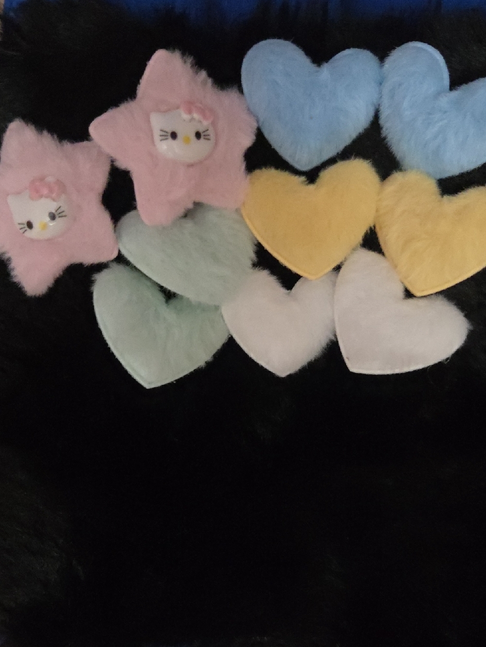 Plush Heart & Star Kids Hair Clips - Pastel Assortment 5 Pr. NWOT